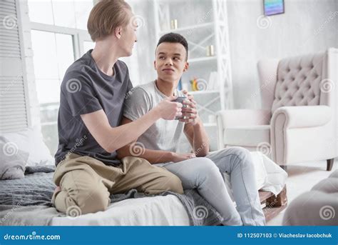 Adorable Gay Couple Showing Tenderness Stock Image Image Of Feelings Couple