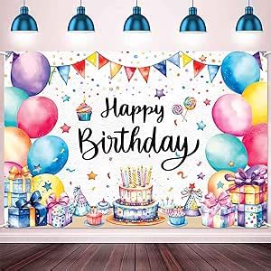 Amazon LDWLYW Colorful Happy Birthday Backdrop Banner Birthday