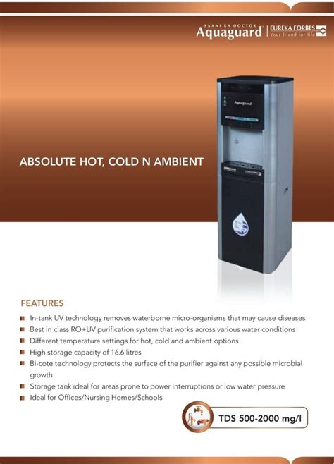 Aquaguard Absolute Hot N Ambient N Cold RO UV Water Purifier At 47000 Cold Water Dispenser