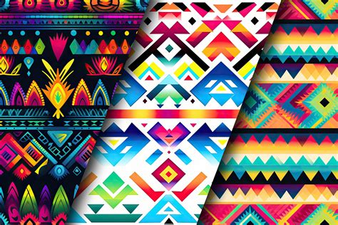 Aztec Rainbow Tribal Pattern Digital Papers By CreativeStore ...