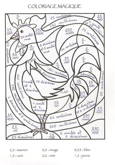 Coloriage Magique Maths Les Fractions