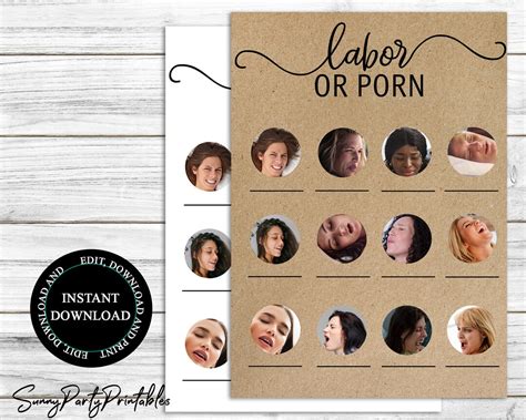 Labor Or Porn Baby Shower Game Printable Rustic Baby Shower Games