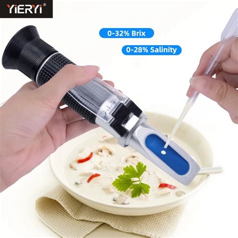 2 In 1 Brix Refractometer 0 32 Brix 0 28 Salinity Concentration Meter