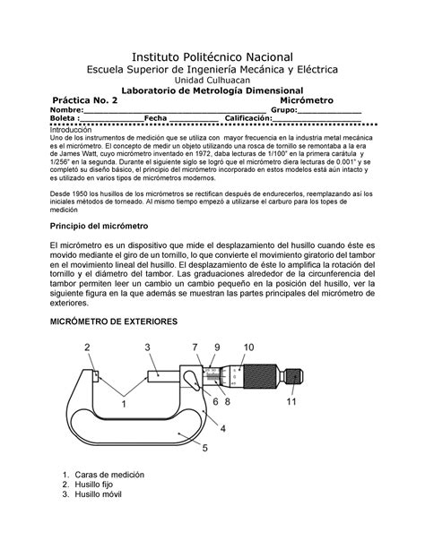 Pr Ctica Micr Metro Instituto Polit Cnico Nacional Escuela Superior