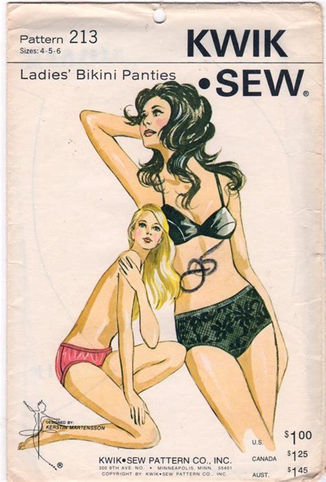 Kwik Sew 213 1970s Misses Bikini Panties Womens Underwear Lingerie