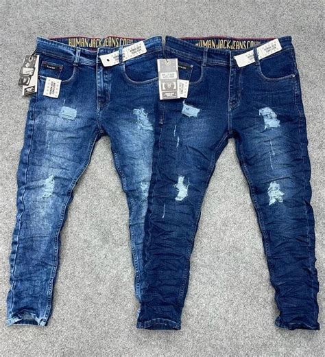 Slim Fit 130gsm Human Jack Ripped Denim Jeans Set Blue At Rs 430piece