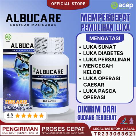 Jual Albucare Kapsul Kutuk Ikan Gabus Albumin Obat Pengering Luka Pasca