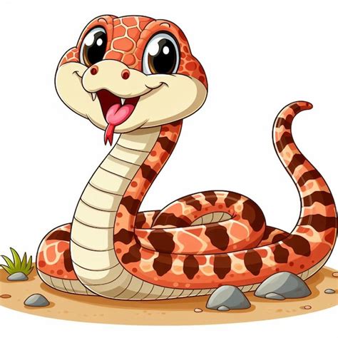 Premium Vector Cute Rattlesnake Cartoon Vector Style White Background