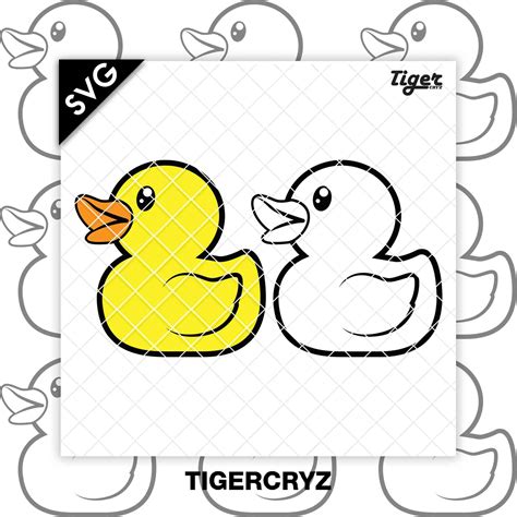 Yellow Rubber Duck Svg Silhouette Vectorclip Art Design Cut File For