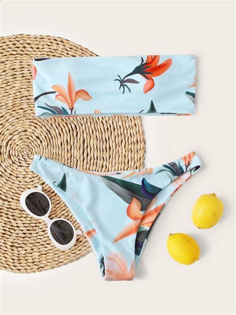 Printed Bra Double Side Split Bikini Swimsuit On Luulla