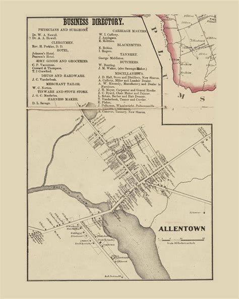 Allentown Upper Freehold New Jersey 1861 Old Town Map Custom Print Monmouth Co Old Maps