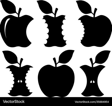 Bitten Apple Silhouette Royalty Free Vector Image