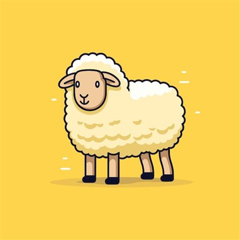 Premium Vector | A cartoon of a sheep with a yellow background