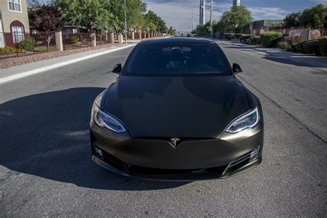 Tesla Model X Black Satin Gold Dust Vinyl Wrap With Carbon Fiber