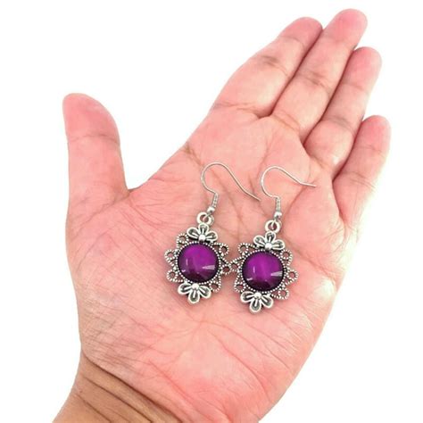 Dark Purple Earrings Deep Purple Earrings Purple Dangle - Etsy