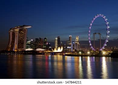 View Singapore City Skyline Night Stock Photo (Edit Now) 147844211