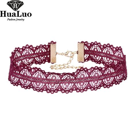 Hot Newest Elegant Temperament Wine Red Lace Choker Necklace For Women