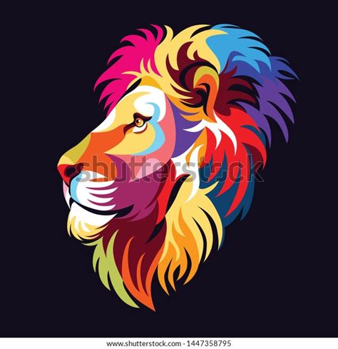 Colorful Lion Head Pop Art Style Stock Vector Royalty Free