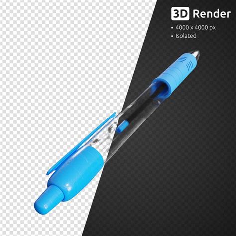 Renderização 3d isolada de caneta azul PSD Premium