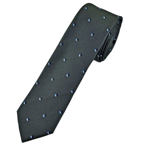 Olive Green Navy Sky Blue Pattern Men S Luxury Silk Skinny Tie From