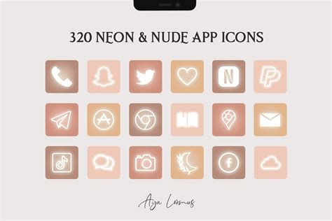 Neon Nude Ios App Icons Graphic By Ayalormus Creative Fabrica