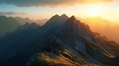 Premium Photo | Mountain landscape sunrise over the mountains