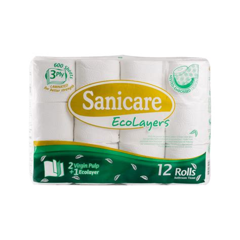 TISSUE SANICARE ECOLAYER B T 3PLY 12ROLL Medical Depot