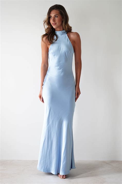 Natalia Soft Satin Maxi Dress Blue