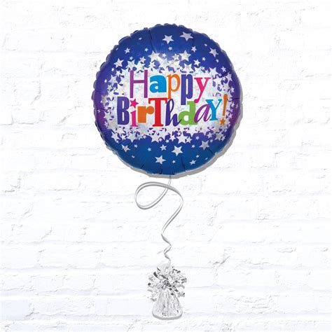 Holographic Happy Birthday Stars Balloon Bouquet Inflated Big W