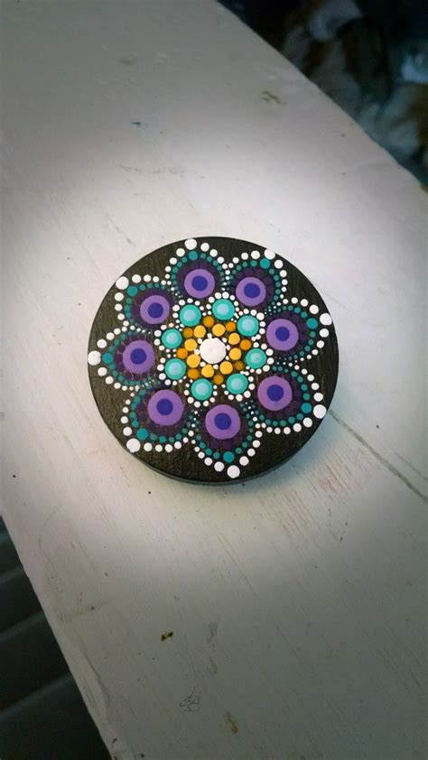 Hand Painted Slate Stone Colorful Dot Art Painted Rock Magnetic Clip