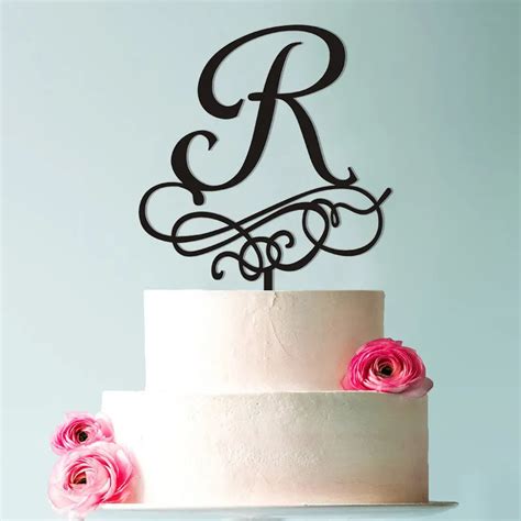 Letter R Wedding Cake Topper Gepersonaliseerde Rustieke Houten Cake