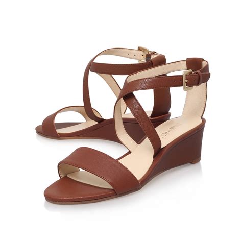 Lacedress Brown Mid Heel Wedge Sandals By Nine West Mid Heel Wedges