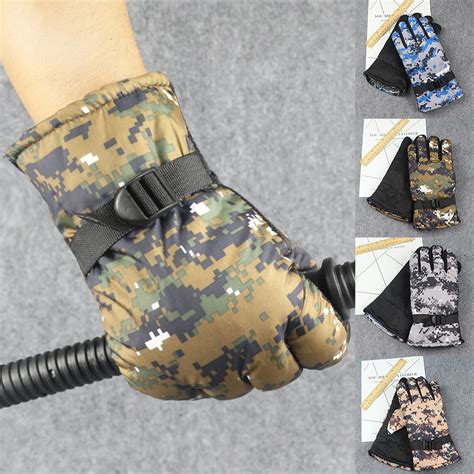 Camouflage Winter Gloves Men Velvet Warm Windproof Ski Driving Gloves