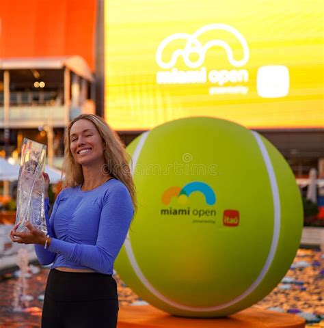 Danielle Collins Of Usa Poses With The Champions Trophy After The Women