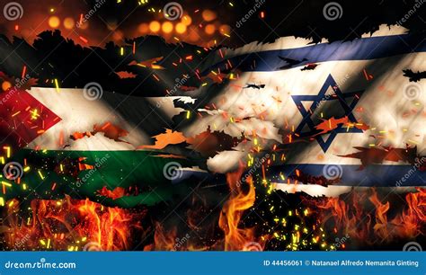 Palestine Israel Flag War Torn Fire International Conflict 3D Stock ...