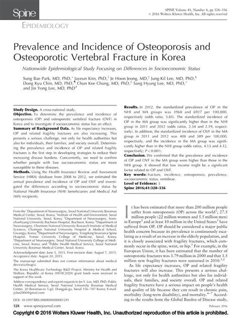 Prevalence And Incidence Of Osteoporosis And Osteoporotic Vertebral