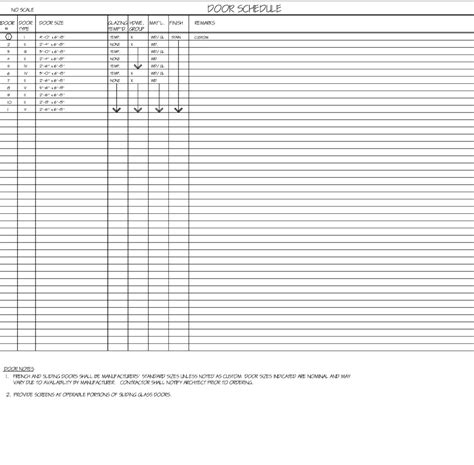 Blank Door Schedule Template