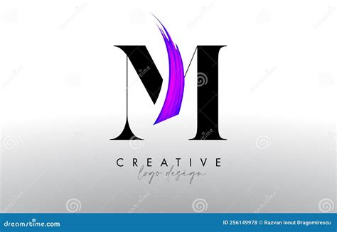 Brush Letter M Logo Design With Creative Artistic Paint Brush Stroke