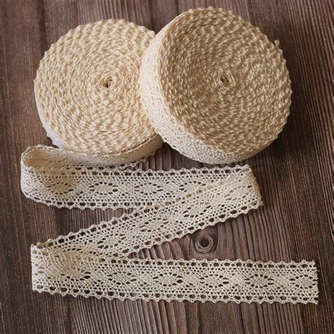 M Vintage Spitzenband Borte Beige Aus Baumwolle Absofine Dekoband