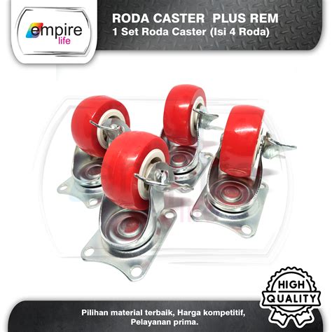 Roda Caster Hidup Plus Rem 50mm 2 Inch Kaki Roda Etalase 4 Pcs