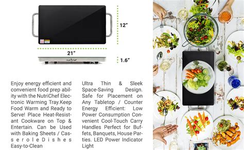 Amazon Nutrichef Electric Hot Plate Tray Dish Warmer With Black Glass Top Ideal For Home