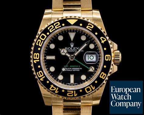 Rolex Gmt Master Ii Black Dial K Yellow Gold