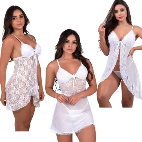 Kit Camisolas Renda Conjuntos Sexy Lingerie Top Calcinha Parcelamento Sem Juros