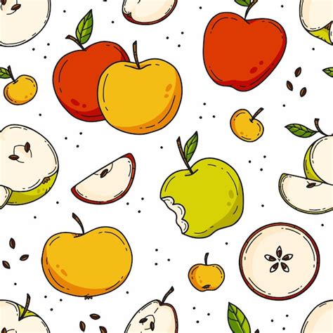 Patr N Sin Fisuras Con Manzanas En La Ilustraci N De Estilo Lindo