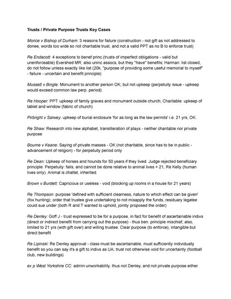 Key Cases Equity Trusts
