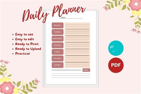 Daily Planner Kdp Interior Canva Templates 1672242