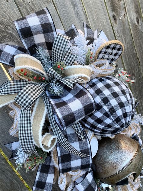 Buffalo Plaid Christmas Wreath Farmhouse Christmas Wreath Christmas