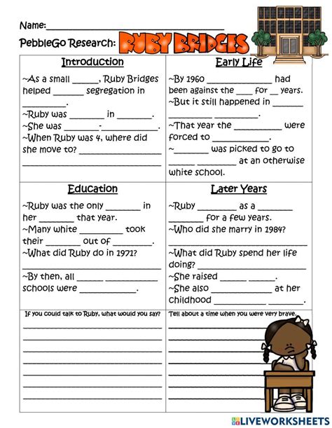 Ruby Bridges Research Worksheet Live Worksheets