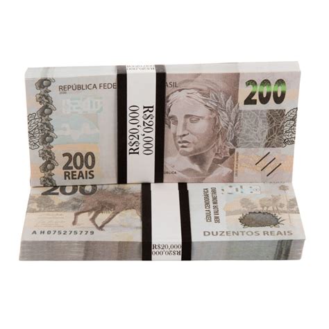 Kit De 100 Unidades Notas Cenograficas De 200 Reais Sem Valor Monetario