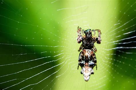 Spider Macro Photography A Closeup Of A Spider On Its Web Photo